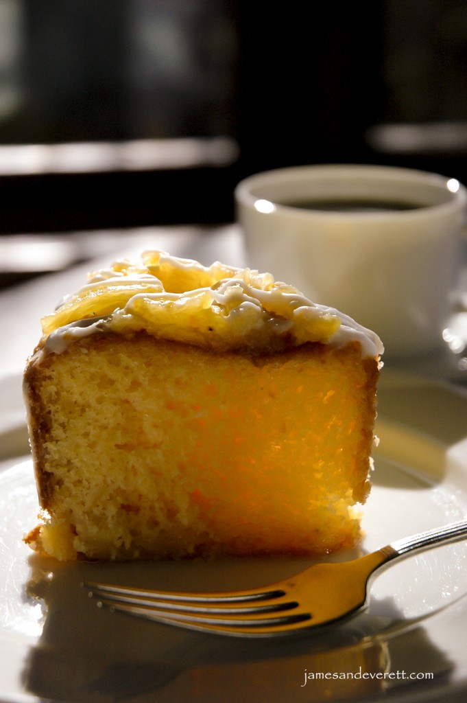 Pineapple cake with almond rum icing