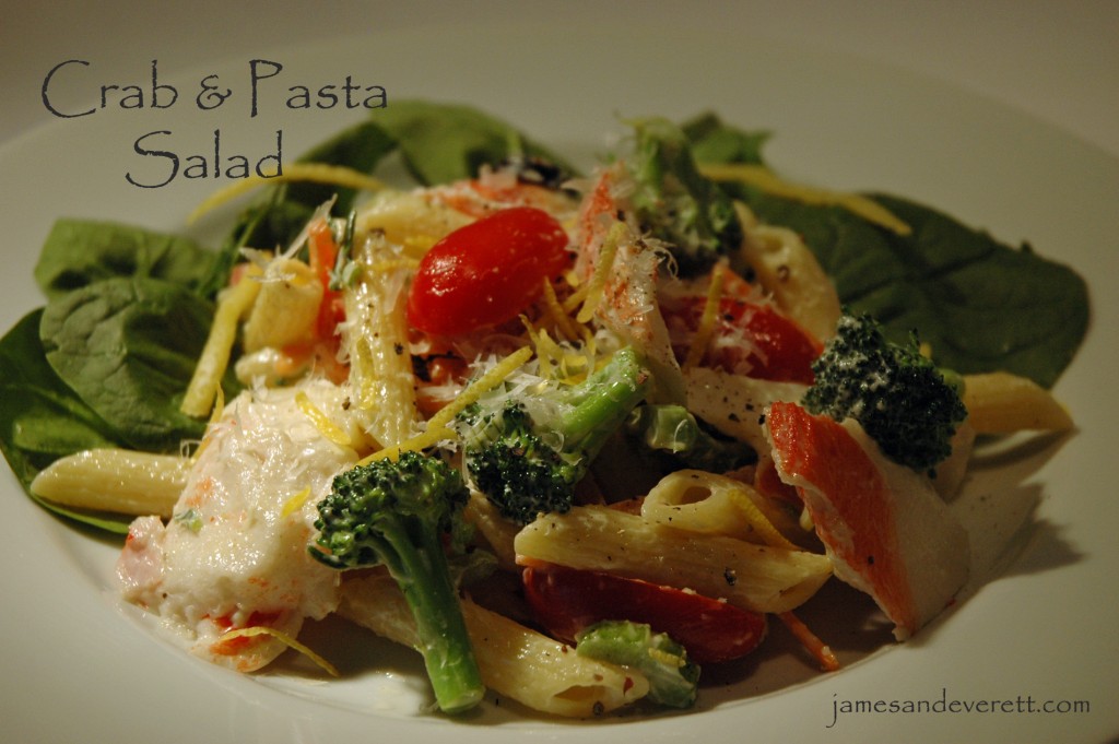 Crab and pasta salad