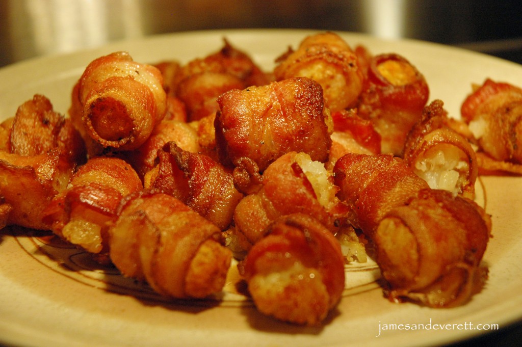 Bacon wrapped tater tots