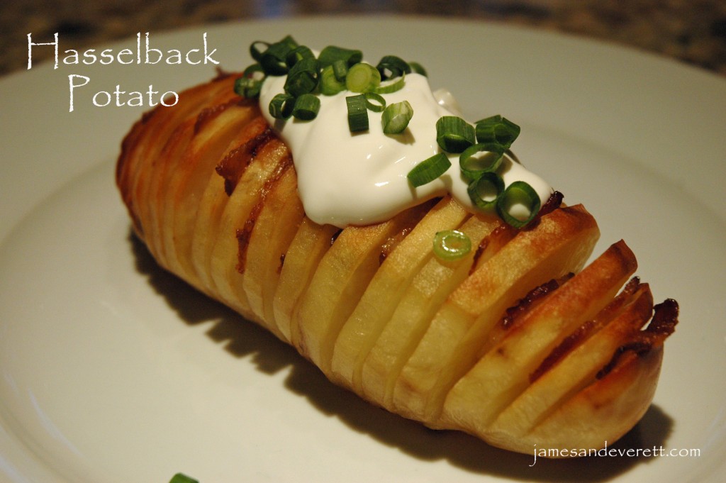 Bacon stuffed hasselback potato