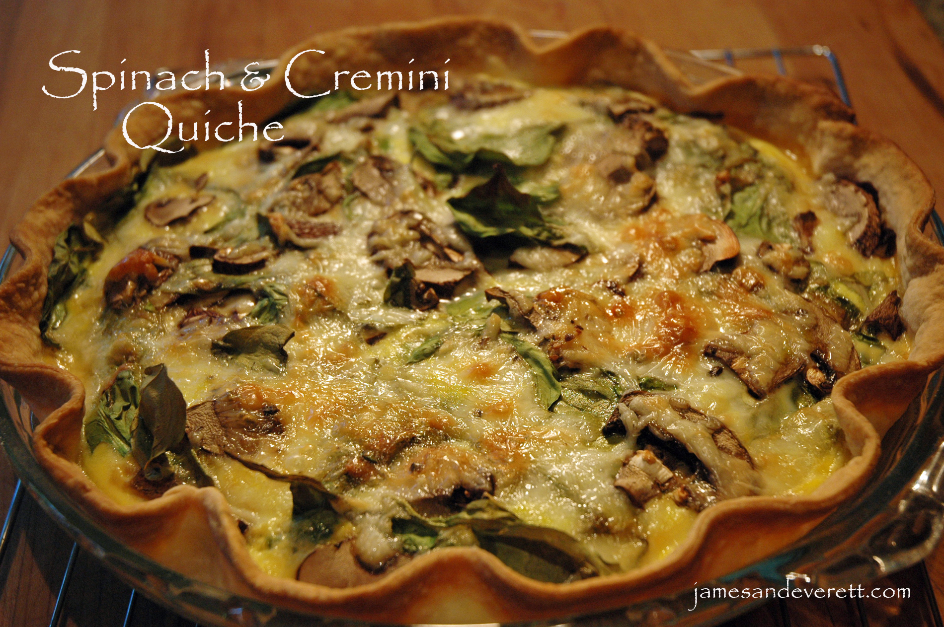 Spinach and mushroom quiche