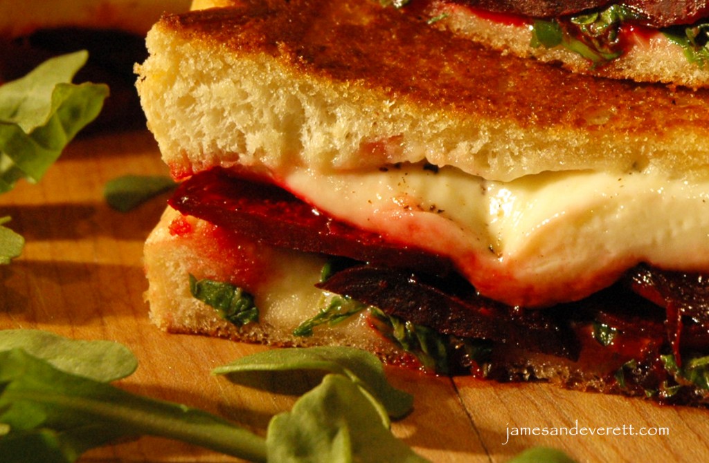 Grilled beet and goat cheese sandwich