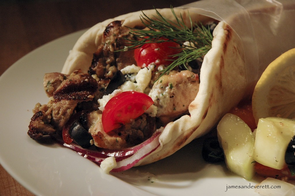 Chicken souvlaki gyros sandwich