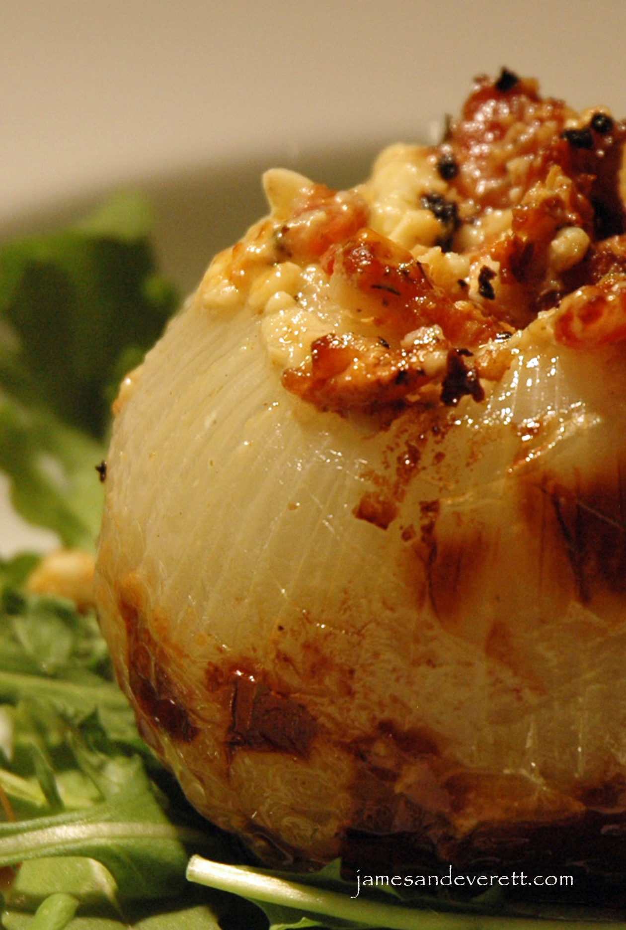 Grilled blue cheese and bacon stuffed onion recipe