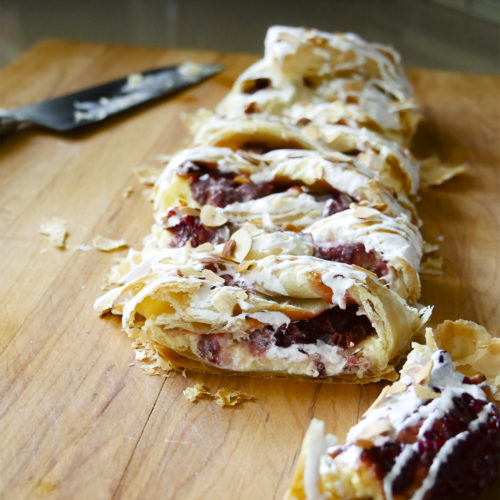 Strawberry cream cheese puff pastry danish braid