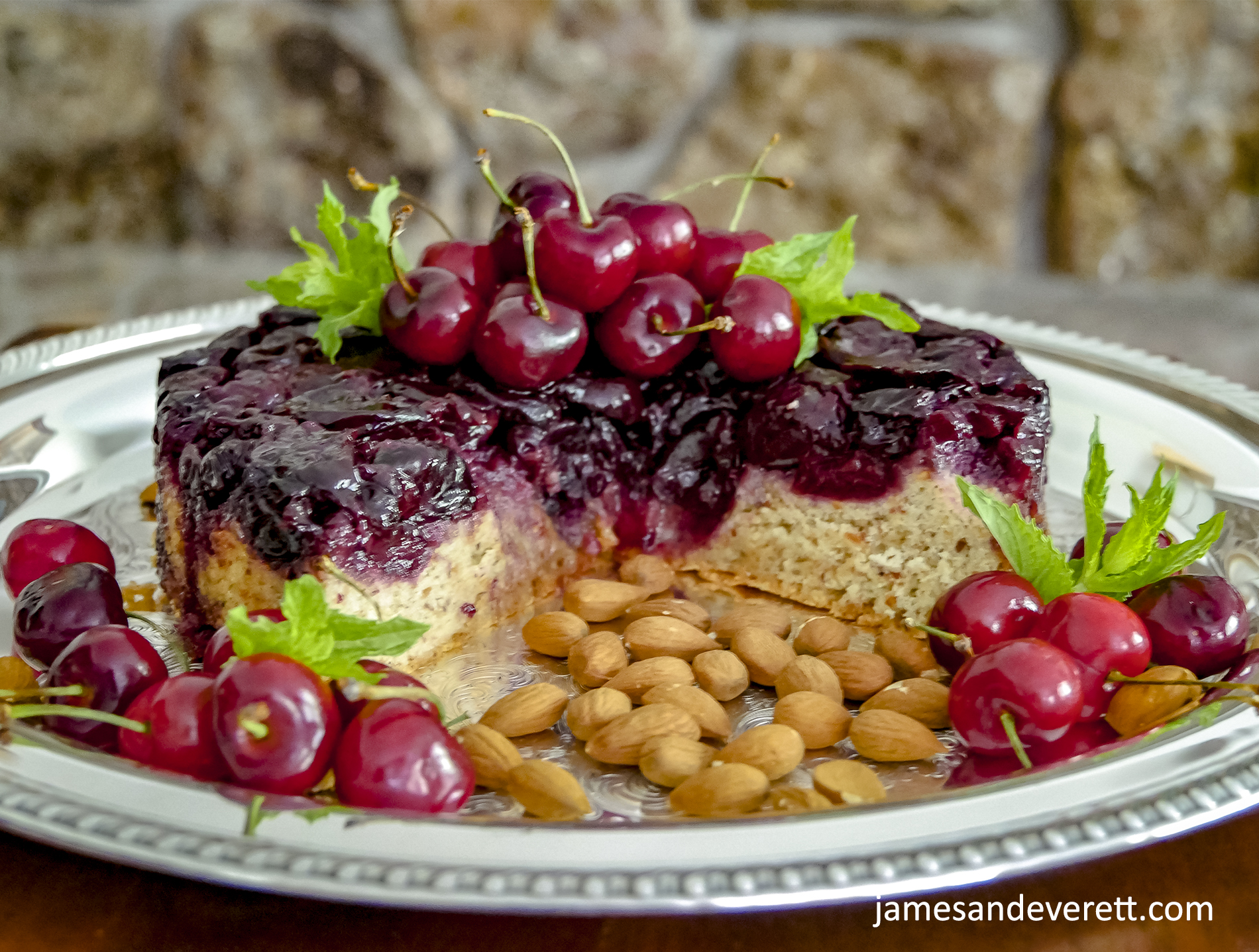 Cherry Almond Upside Down Cake Recipe