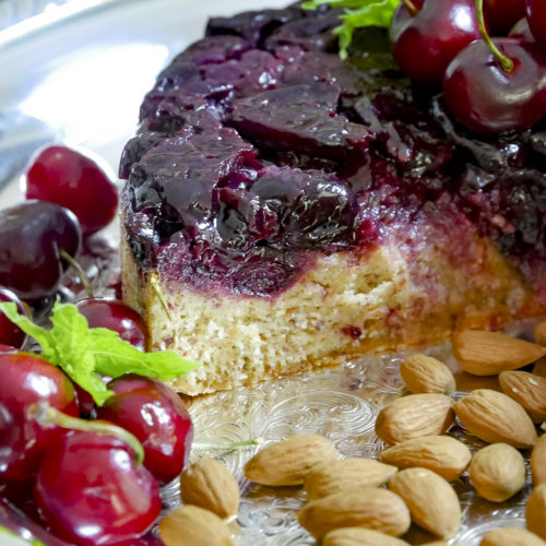 Cherry Almond Upside Down Cake Recipe