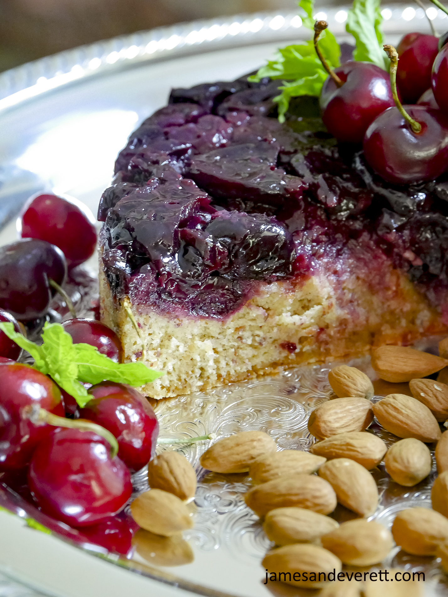 Cherry Almond Upside Down Cake Recipe