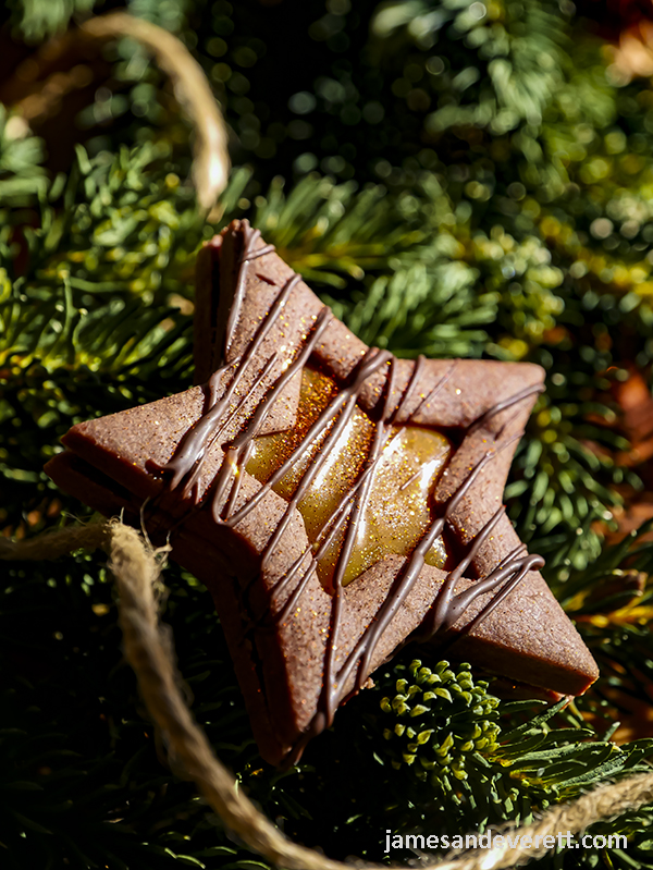 Salted Caramel Chocolate Linzer Cookies