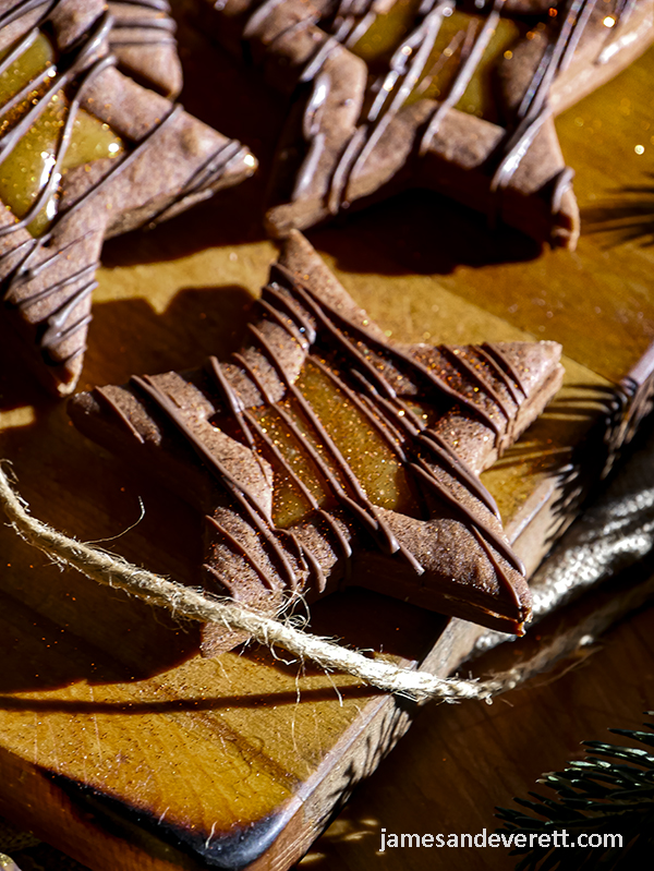 Salted Caramel Chocolate Linzer Cookies