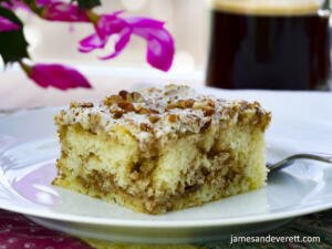Cinnamon Roll Coffee Cake with Toasted Pecans