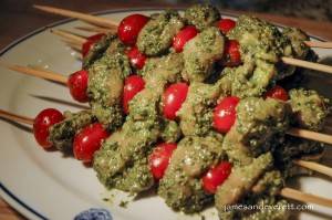Pesto Chicken Kebabs   