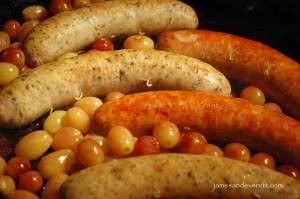 Roasted Sausages & Grapes   